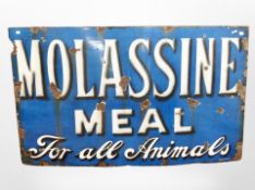A Wood and Penfold Ltd enamel advertising advertising sign : 'Molassine Meal for All Animals' 152cm