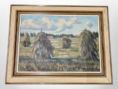 Danish School : Hay Stacks, oil on canvas,