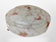 An Art Deco marbled glass light shade, diameter 30cm.