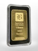 Baird & Co - 1 ounce 999.9 fine gold ingot.