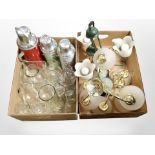 Two boxes containing glasswares,