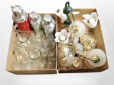 Two boxes containing glasswares,