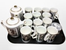 Sixteen pieces of B & W Thornton tea china decorated with scenes from Shakespeare.