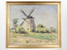 Dutch School : A windmill, oil on canvas, 64 cm x 53 cm,