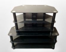 Two contemporary glass TV stands,