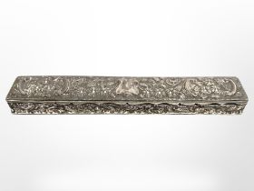 An Edwardian embossed silver pen box, George Nathan & Ridley Hayes, Chester 1902,