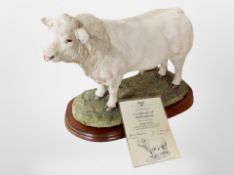 A Border Fine Arts figure 'Charolais Bull' limited edition, No. 708 of 950 pieces, with certificate.