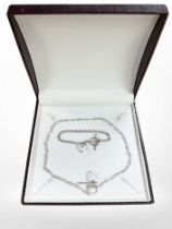 A silver heart-set necklace and matching bracelet CONDITION REPORT: 21.