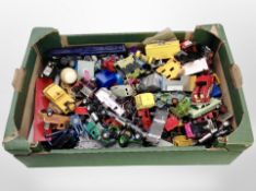 A collection of mixed play-worn diecast cars and other models, including Dinky, etc.