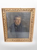19th century continental school : Half-length portrait of a man, oil on canvas laid to board,