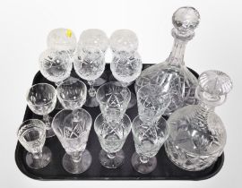 A group of crystal including two decanters with stoppers,