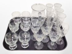 A group of crystal including set of six champagne flutes, wine glasses, jug, etc.
