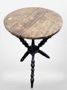 A 19th century pine bobbin turned tripod table,