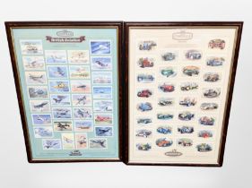 Two framed sets of cigarette cards,