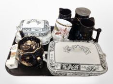 A group of ceramics including 19th century transfer-printed lidded tureen and matching smaller