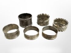 Six silver napkin rings CONDITION REPORT: 107g gross