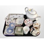 A group of ceramics including Royal Doulton Josephine Platinum teapot,