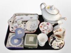 A group of ceramics including Royal Doulton Josephine Platinum teapot,