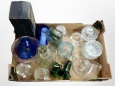 A box of 20th century glassware, including drinking glasses, vases, Rosendal carafe, etc.