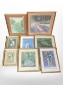 A group of contemporary gilt-framed pastel studies, including still life,