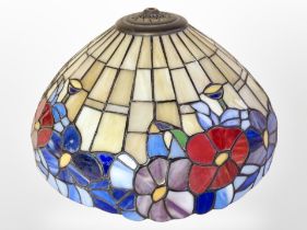 A Tiffany-style leaded glass pendant light shade, diameter 40cm.