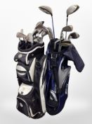 Two golf bags of assorted irons and drivers including Wilson, Ryder,