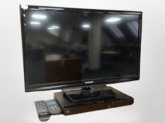 A Samsung 24 " LCD TV and a Panasonic DVD player with TV lead and remotes