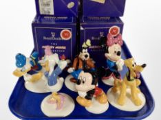 Six Royal Doulton The Mickey Mouse Collection figures, boxed.