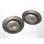 A pair of circular silver shallow dishes, Reid & Sons, London marks,