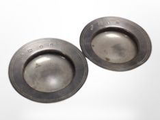 A pair of circular silver shallow dishes, Reid & Sons, London marks,