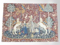 A reproduction tapestry, 100cm x 70cm.