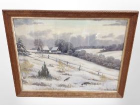 Danish school : Homesteads in a winter landscape, oil on canvas,