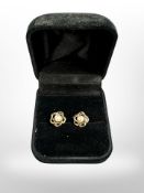 A pair of 9ct gold and pearl earrings.