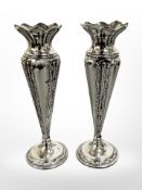 A pair of silver spill vases, height 17 cm, Sheffield 1901. CONDITION REPORT: Loaded.