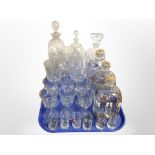 A group of Danish glasswares including Holmegaard decanters, drinking glasses, etc.