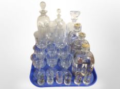 A group of Danish glasswares including Holmegaard decanters, drinking glasses, etc.