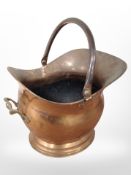 A Victorian copper coal bucket, height 46cm including handle.