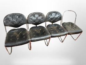A set of four 20th-century Danish chrome-framed chairs, black leather seats.