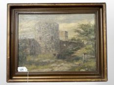 Danish school : Study of a castle, oil on canvas, 39cm x 29cm.