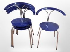 A set of four Lindlofs stacking chairs