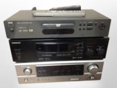 A Denon AV surround receiver, AVR-1507, a Kenwood AM/FM stereo receiver KR-A4080,