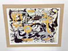 After Jackson Pollock : Yellow Grey Black, colour print, 58cm x 79cm.