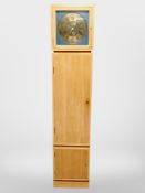 A 20th-century Danish blonde oak 8-day long case clock with brass dial, height 191cm.