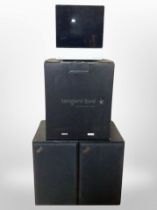 A Tangent Fjord dock speaker in box, and a further pair of Acoustic Energy speakers.