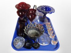 a group of 20th-century Danish continental glassware including petrol lustre bowl,