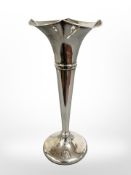 A tall silver spill vase, height 22.5 cm, Birmingham 1928. CONDITION REPORT: Loaded.