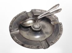 A Lindisfarne silver ashtray, Reid & Sons, Birmingham marks, diameter 11.