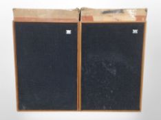 A pair of teak-cased Wharfedale speakers, height 53cm.