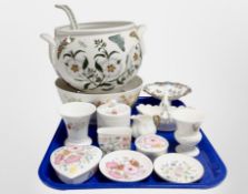 Ceramics including Portmeirion soup tureen and ladle, Wedgwood heart shaped trinket box and dishes,