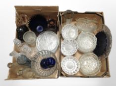 Two boxes of 20t-century continental glasswares including bowls, decanters, vases, etc.
